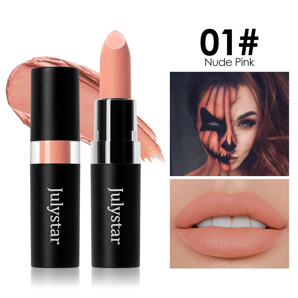 Matte Lipsticks 12 Colors Waterproof Long Lasting Lip Stain Non-stick Cup Sexy Red Black Lipstick Pigment Lip Cosmetics Oasis Select 01