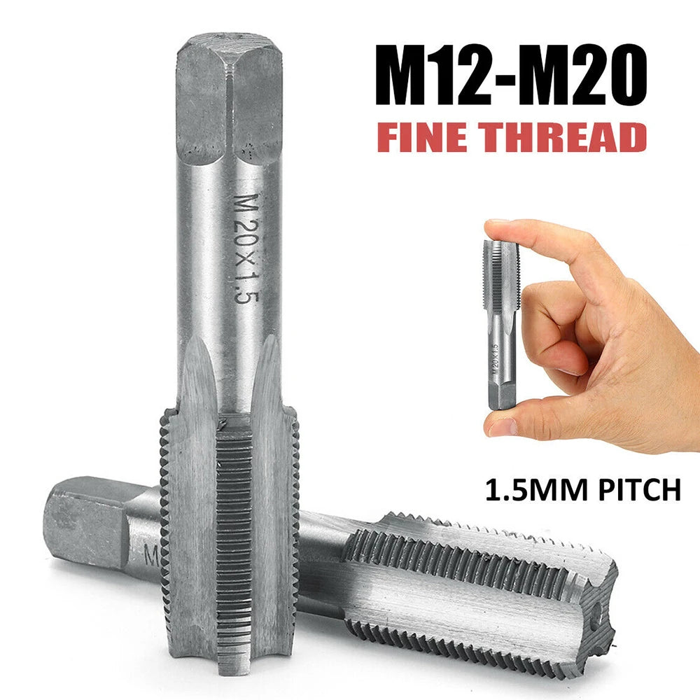 2Pcs Right Hand Thread Tap Straight Fluted Fine Threaded Metric Hand Tap M12 M14 M16 18 M20 1.5mm Hand Tools Oasis Select