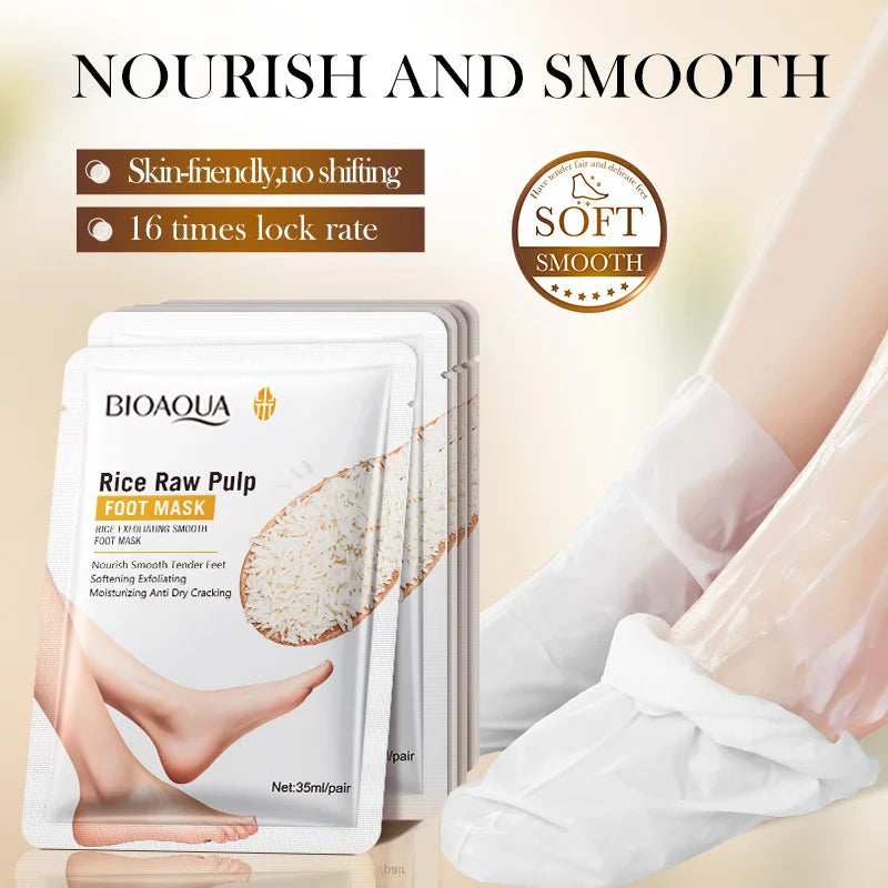 BIOAQUA White Rice Foot Peel Mask – Exfoliate & Moisturize Foot Peel Mask Oasis Select