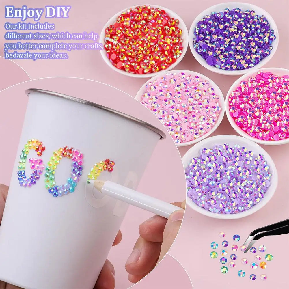 3D Nail Rhinestones Kit – 24-Grid Colorful Gems & Charms Nail Art Kit Oasis Select