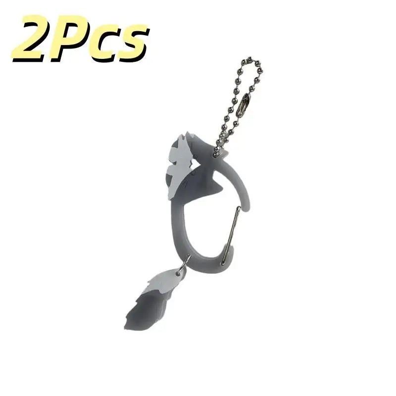 2-Pack Wagging Tail Cat Keychain | Cute Moving Pendant Carabiner Cat Keychain Pendant Oasis Select A4