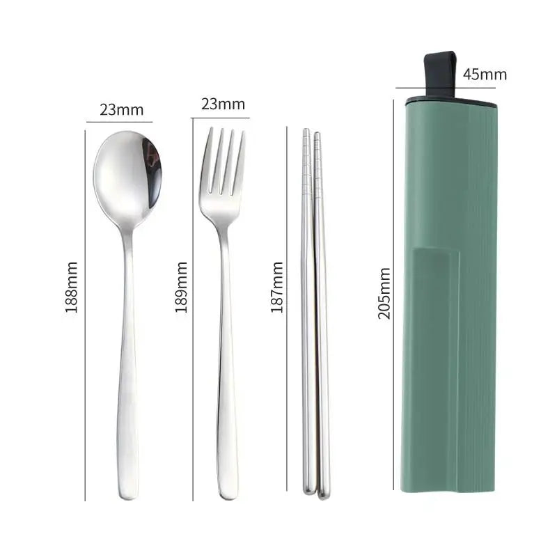 Travel Utensils Set made of 304 Stainless Steel; Reusable Flatware for Camping; Includes Spoon, Fork, Chopsticks, and Case Oasis Select Green