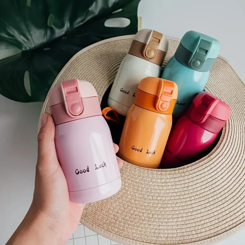Wholesale 200ML Flip Top Thermal Mug Stainless Steel One Touch Kids Thermos Bottle Flask With Button Lid Oasis Select