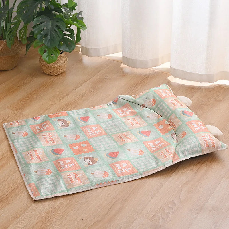 Summer Ice Silk Cooling Pet Pad - Ultra - Cool Cat & Dog Bed Pad | Breathable, Skin - Friendly Pet Supplies Oasis Select girl S 45 35cm
