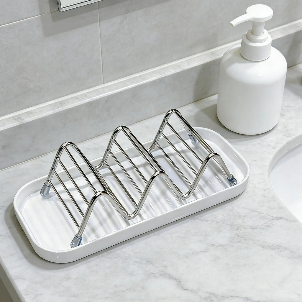 Soap Holder Stainless Steel Shelf with Tray Multifunctional Bathroom Storage Rack bathroom draining box soap storage box Oasis Select