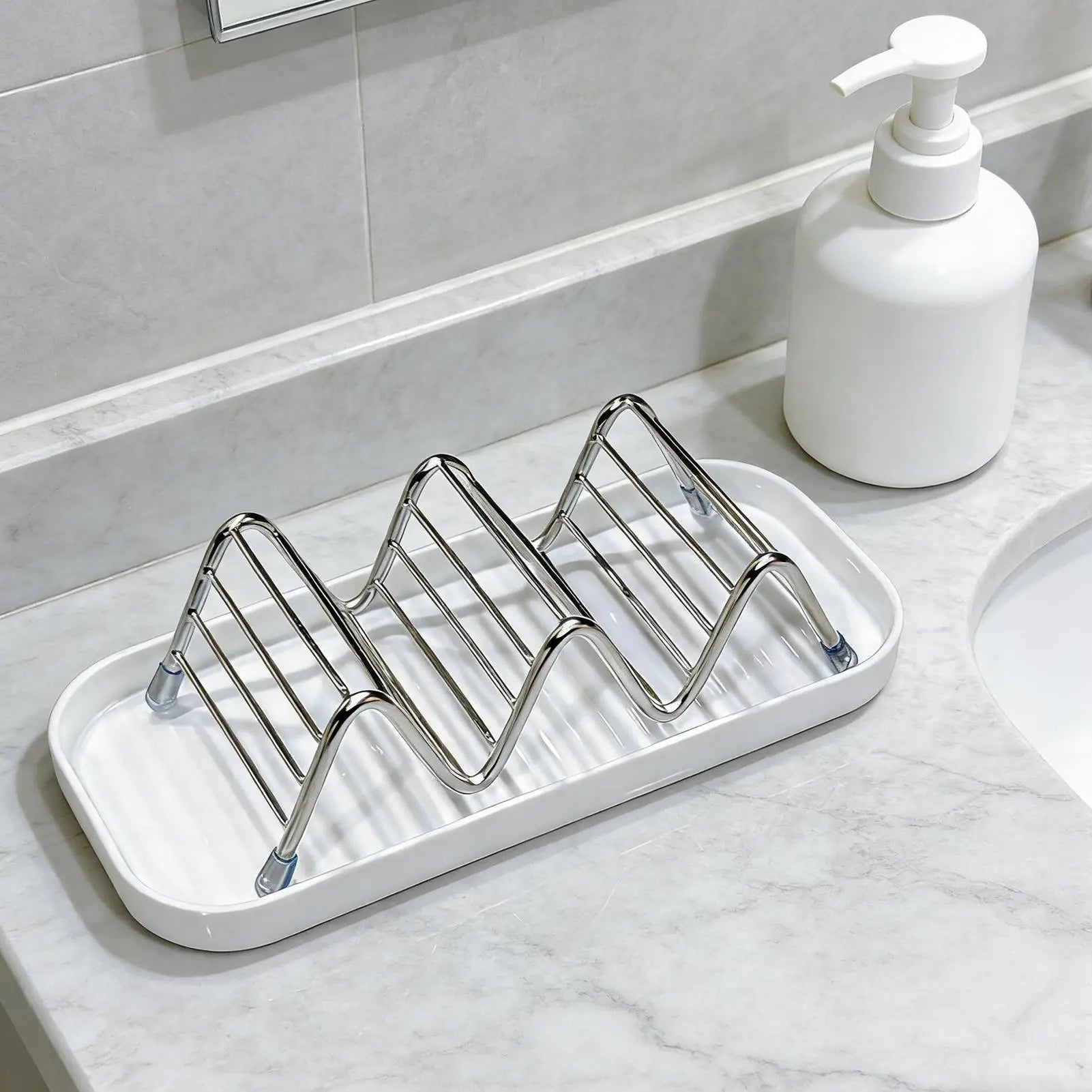 Soap Holder Stainless Steel Shelf with Tray Multifunctional Bathroom Storage Rack bathroom draining box soap storage box Oasis Select