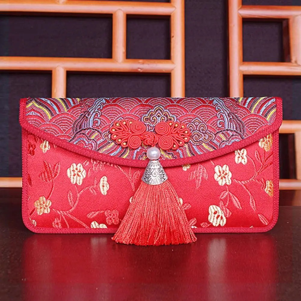 Embroidered Silk Red Envelope Gift Bag – New Year & Wedding Embroidered Gift Bag Oasis Select