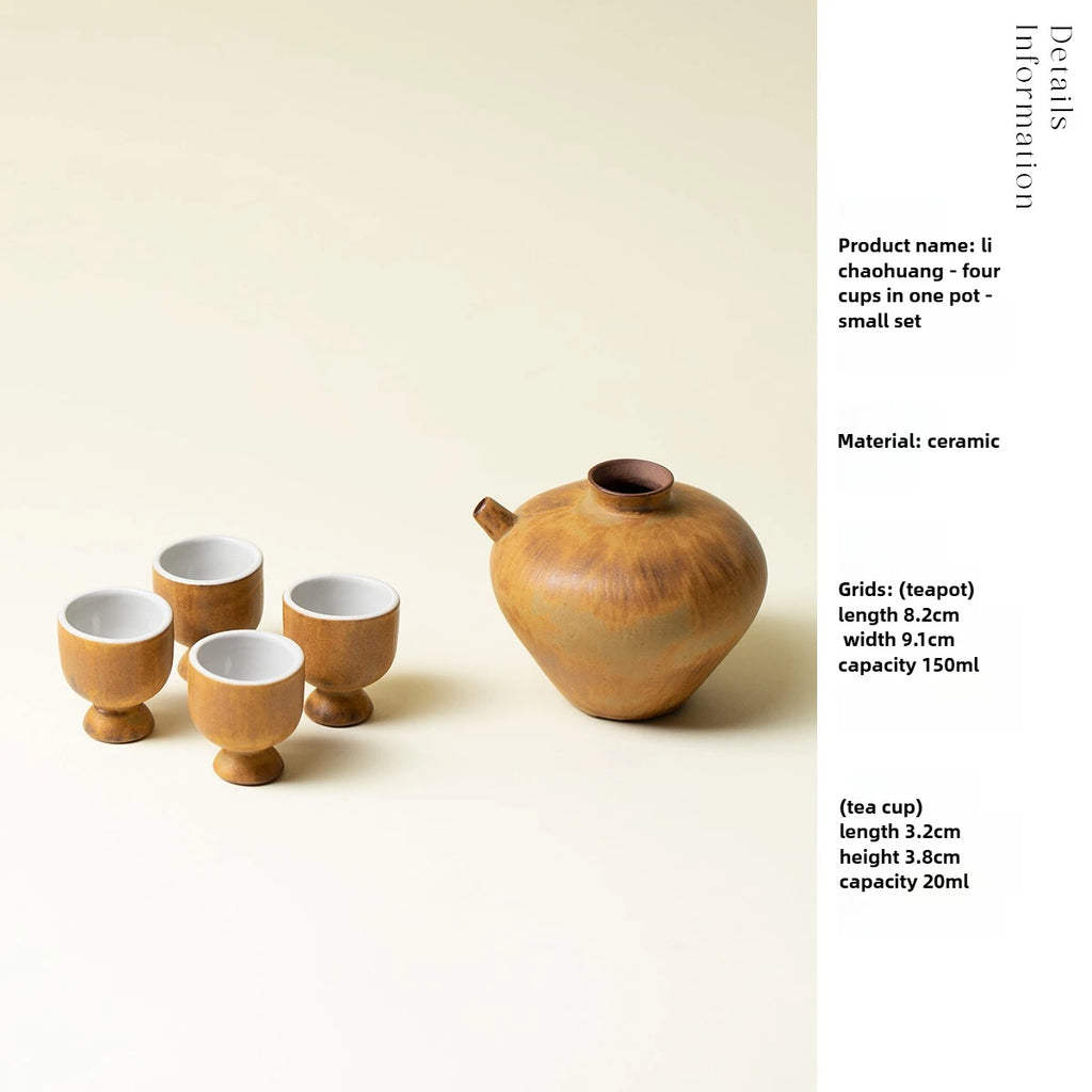 A Set of Simple Earthenware Drinking Utensils for One Person A Decanter A Ceramic Kiln-changed Wine Pot and Wine Cups Oasis Select 1 pot 4 cup