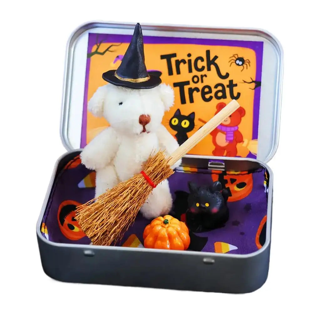 Cute Witch Teddy Bear in a Box – Halloween Plush Gift
