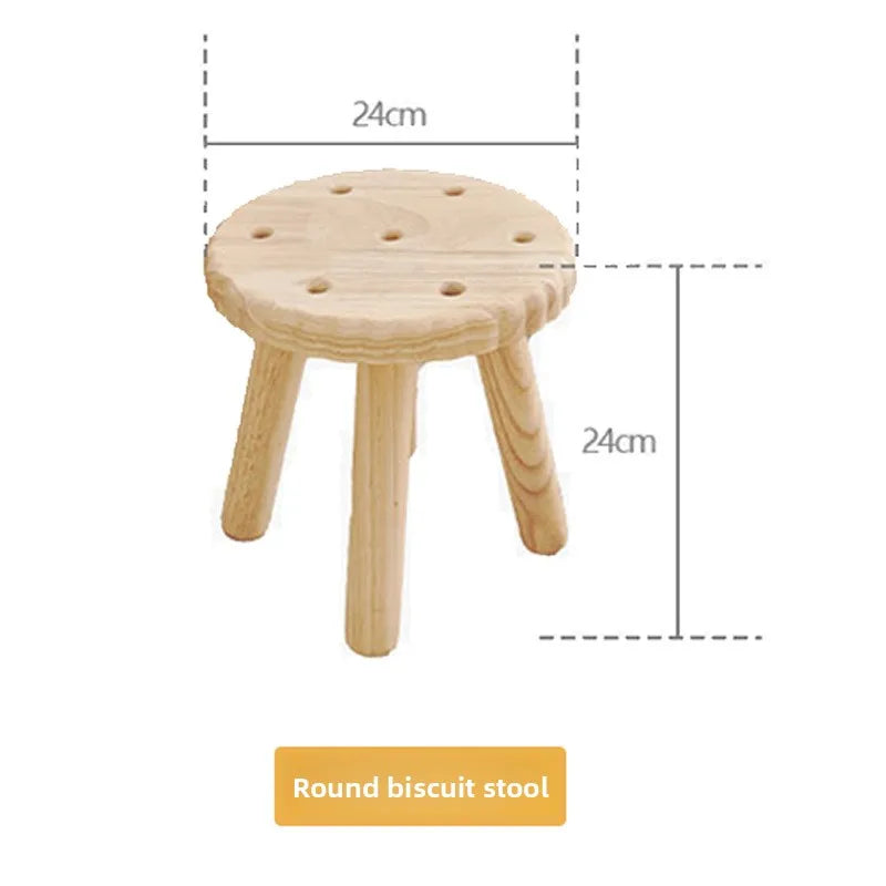 Nordic home living room solid wood small stool entrance shoe change bedroom sofa bench low stool pedal coffee table square stool Oasis Select round