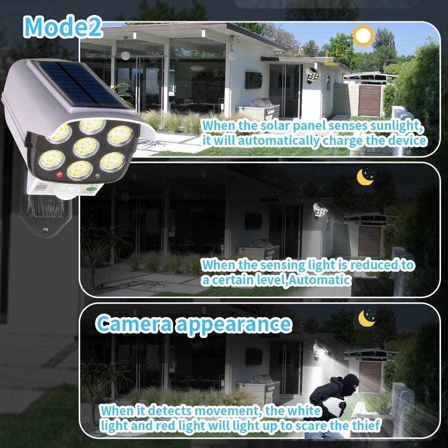 77 LED Solar Motion Sensor Light with Dummy Camera – IP65 Solar Security Light Oasis Select