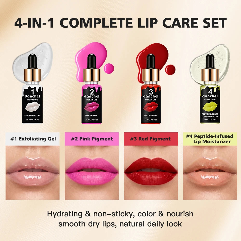 Hydrate-Lips Set Gentle Exfoliation Formula Long-Lasting Color Deep Nourishment Full Uniform Color Micro Needle Lip Gloss Kit Oasis Select