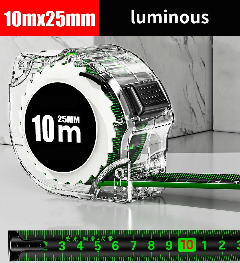 10M Black Fluorescent Tape Measure High Precision Thickened Tape Measure Wear-resistant and Drop-proof Tape Measure Oasis Select Luminous 10Mx25MM