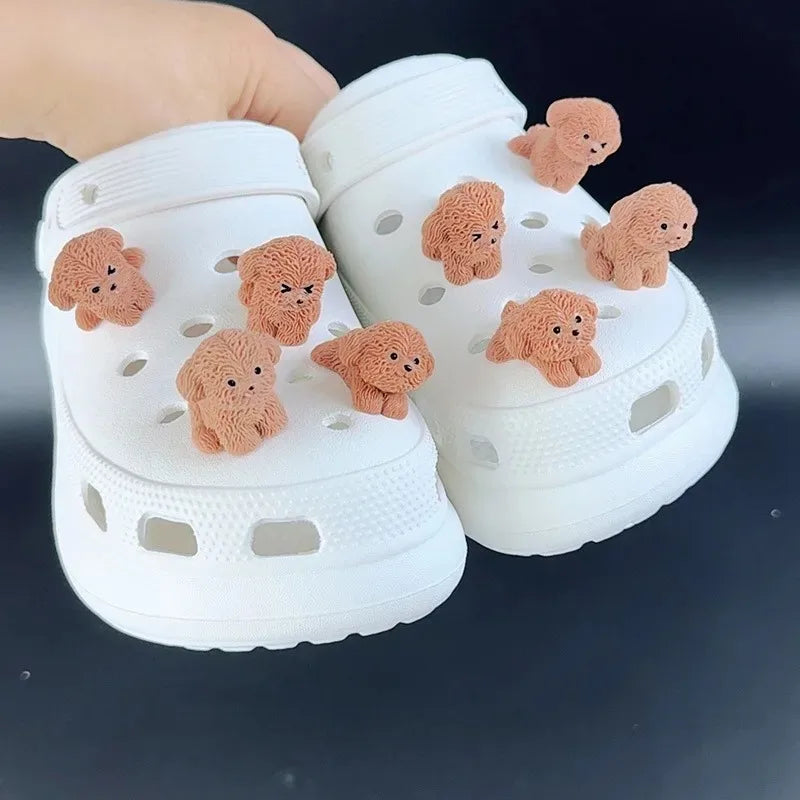 4/8PCS Summer Fashion Shoe Charms Set Accessories for Clogs Shoe Buckle Cute Teddy Dog DIY 3D Shoes Decorations for Bogg Bag Oasis Select