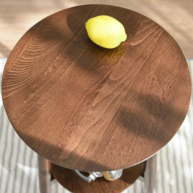Multi-functional Sofa side small round table living room double small table solid wood small coffee table Oasis Select
