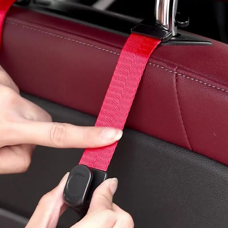 2Pcs Car Seat Back Webbing Hanger Adjustable Car Rear Front Seat Bag Storage Hook Car Back Seat Sundries Organizer Clip Oasis Select