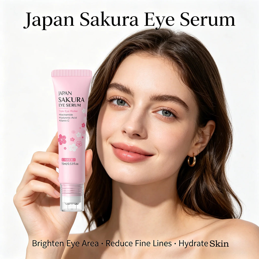 LAIKOU Sakura Roller Eye Serum 15ml – Dark Circles & Firming Roller Eye Serum Oasis Select