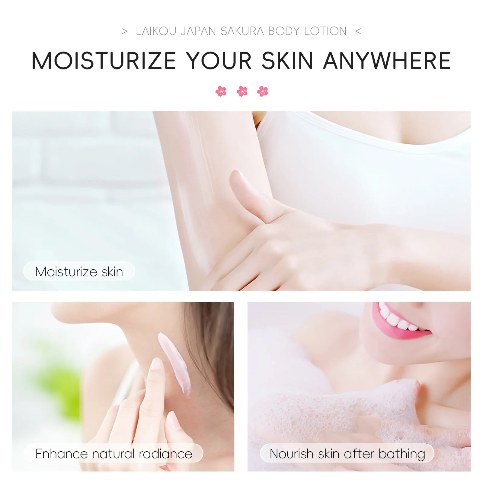 LAIKOU Cherry Blossom Body Lotion – 24H Sakura Moisturizer Body Lotion Oasis Select