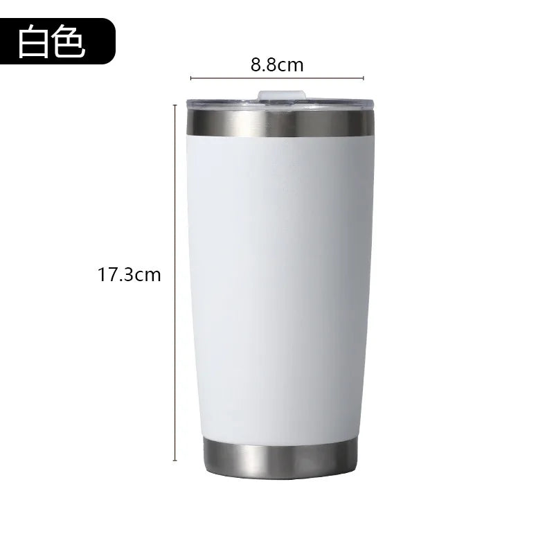 20oz 304 Stainless Steel Insulated Thermos Cups, Double-Wall Vacuum Insulation, Coffee/Beer/Party Cups with Spill-Proof Lid Oasis Select White 20oz