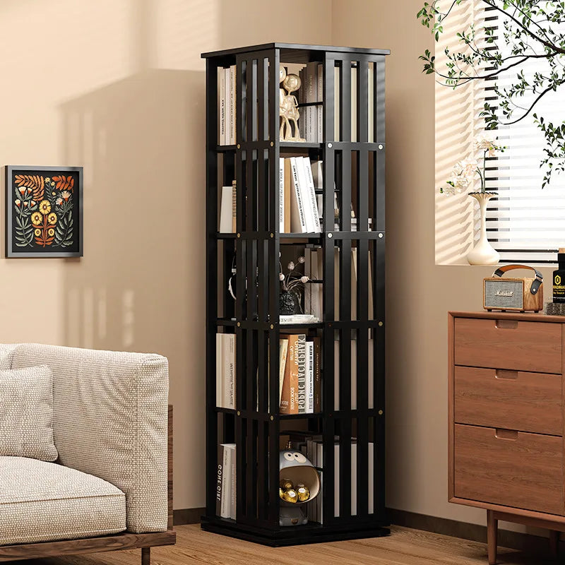 360 ° rotating bookshelf bookcase floor to wall shelf children's simple storage rack toy cabinet simple multi-layer Oasis Select
