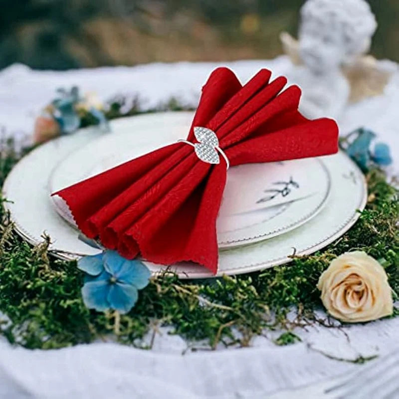 100Pcs Napkin Rings,Leaves Napkin Holders Rhinestone Napkin Buckle For Wedding Party Festival Dinner Table Decoration Durable B Oasis Select