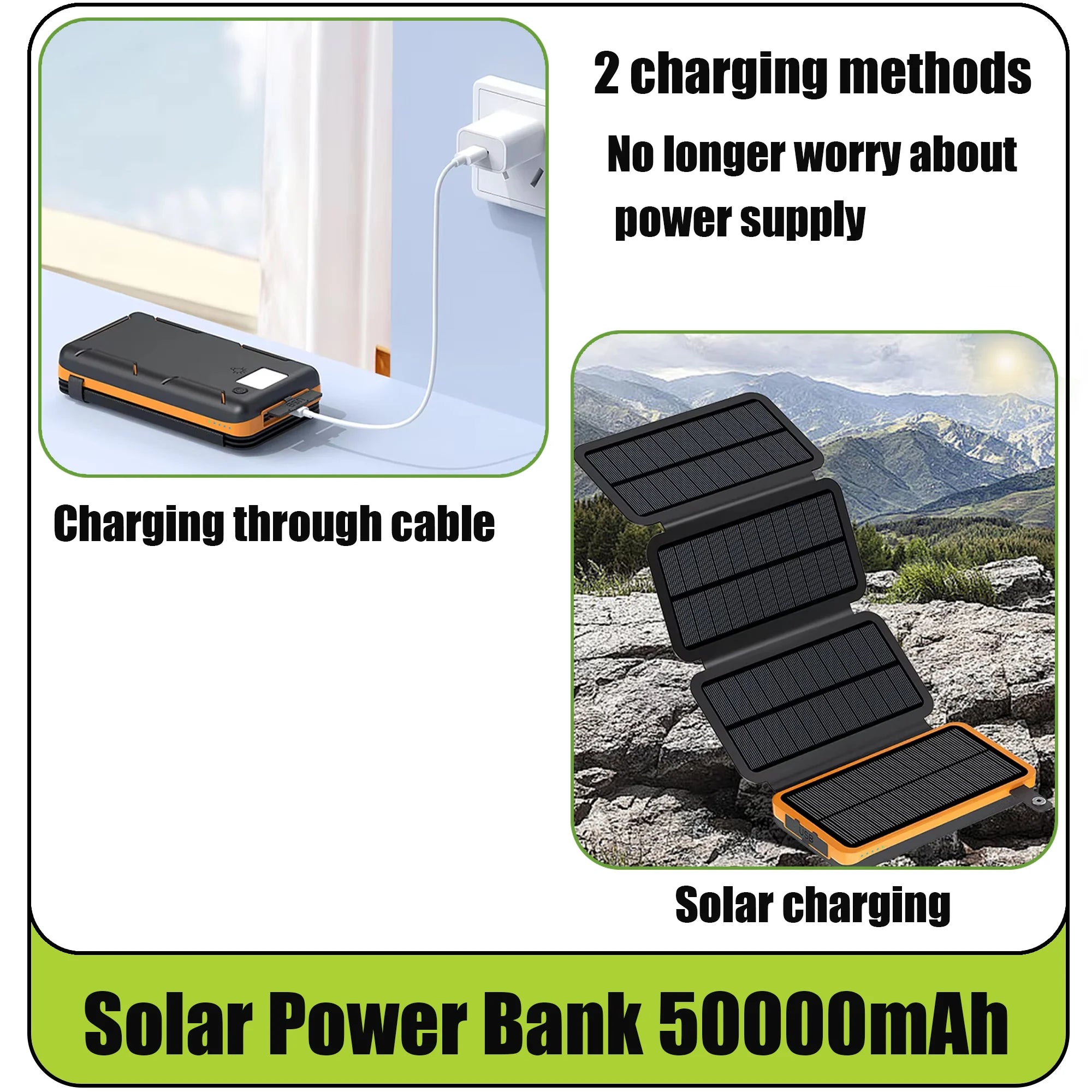 With 4 Solar Panel Wireless Charger Powerbank 50000mAh Solar Power Bank for iPhone 15 Huawei Xiaomi Samsung Poverbank Oasis Select