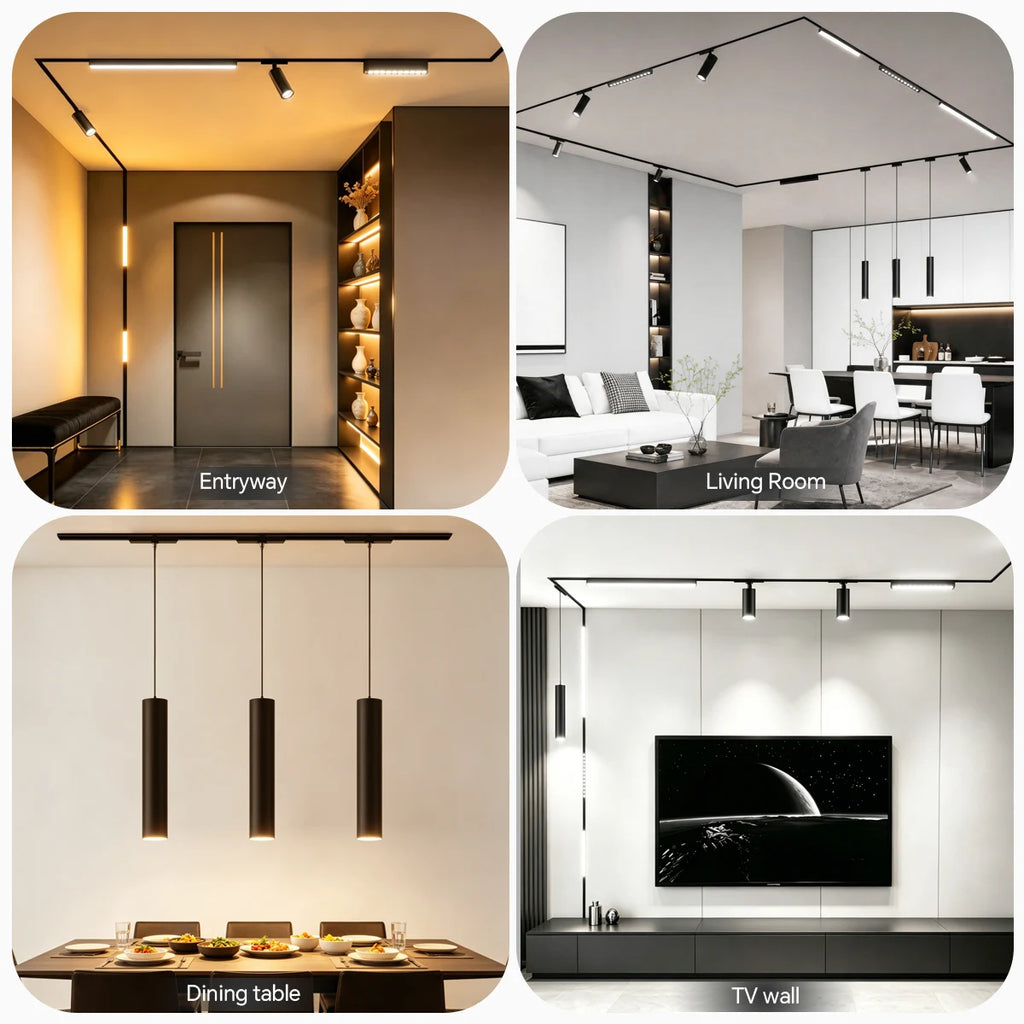 LED Magnetic Track Light Rail Spotlight Lamp Dimmable Ultra Thin Indoor Surface Mounted Lighting Wall Celing Light Rail-8mm Oasis Select