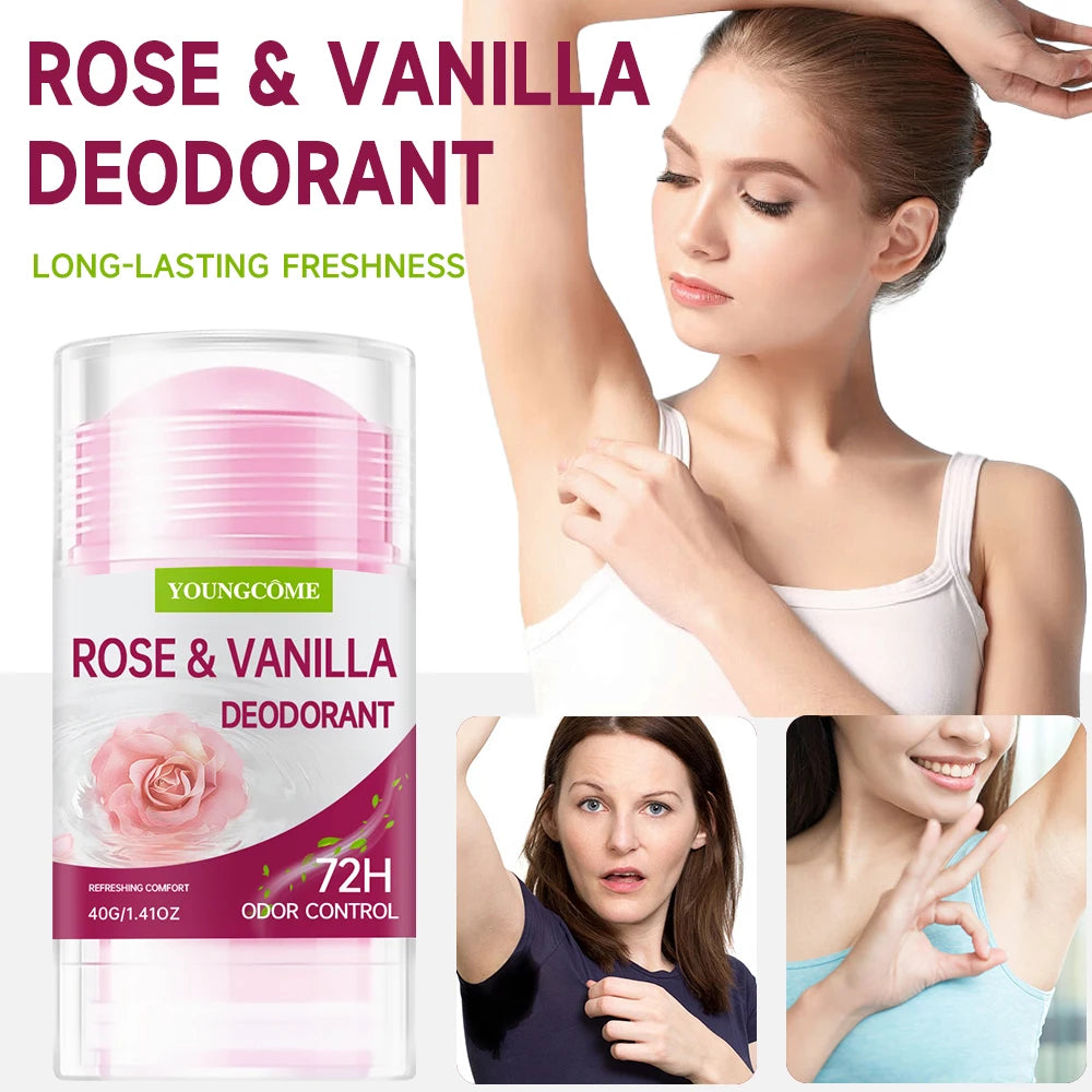 Deodorant Stick ROSE VANILLA Body Odor Remove Cream Removal Armpit Refreshing Antiperspirant Lasting Aroma Deodorant Oasis Select