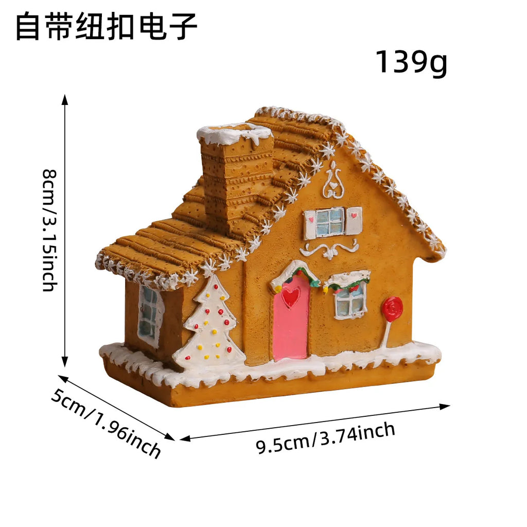 New Christmas Resin Small Houses Micro-landscape LED Illuminated Houses Christmas House Desktop Ornaments Christmas Decorations Oasis Select T2-63A