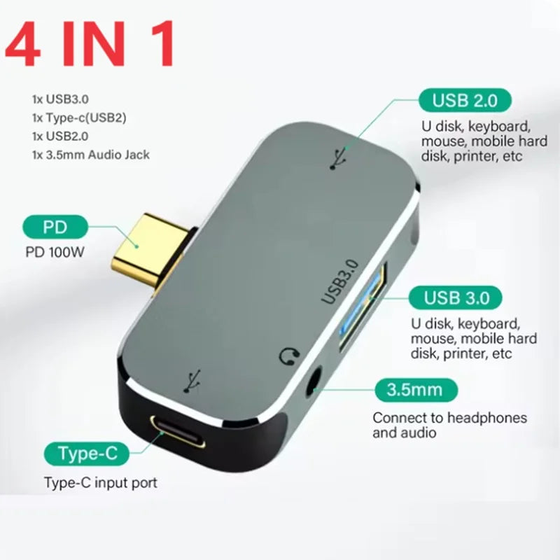  USB C Type-C Docking Station HUB3.55mm Jack Multi-function Converter PD100W USB3.0/USB2.0/USB3.1 HDMI-Compatible USB Extender Oasis Select YX04 X2