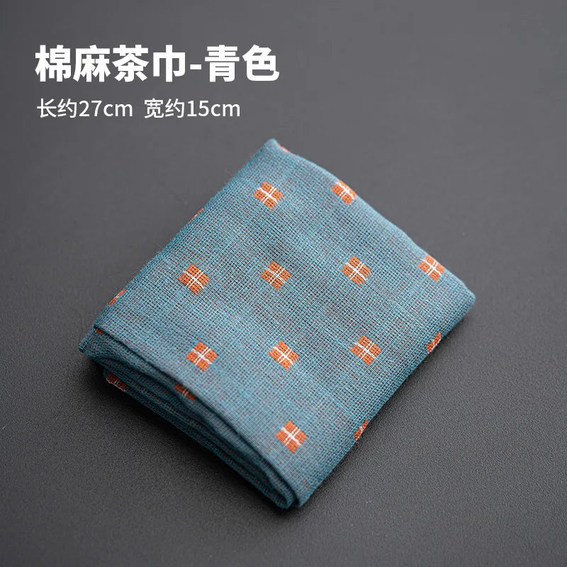Japanese Handmade Cotton Linen Absorbent Tea Towel Tea Mat Tea Cloth Tea Tablecloth Zen Tea Table Cloth Oasis Select Towel - Light Blue
