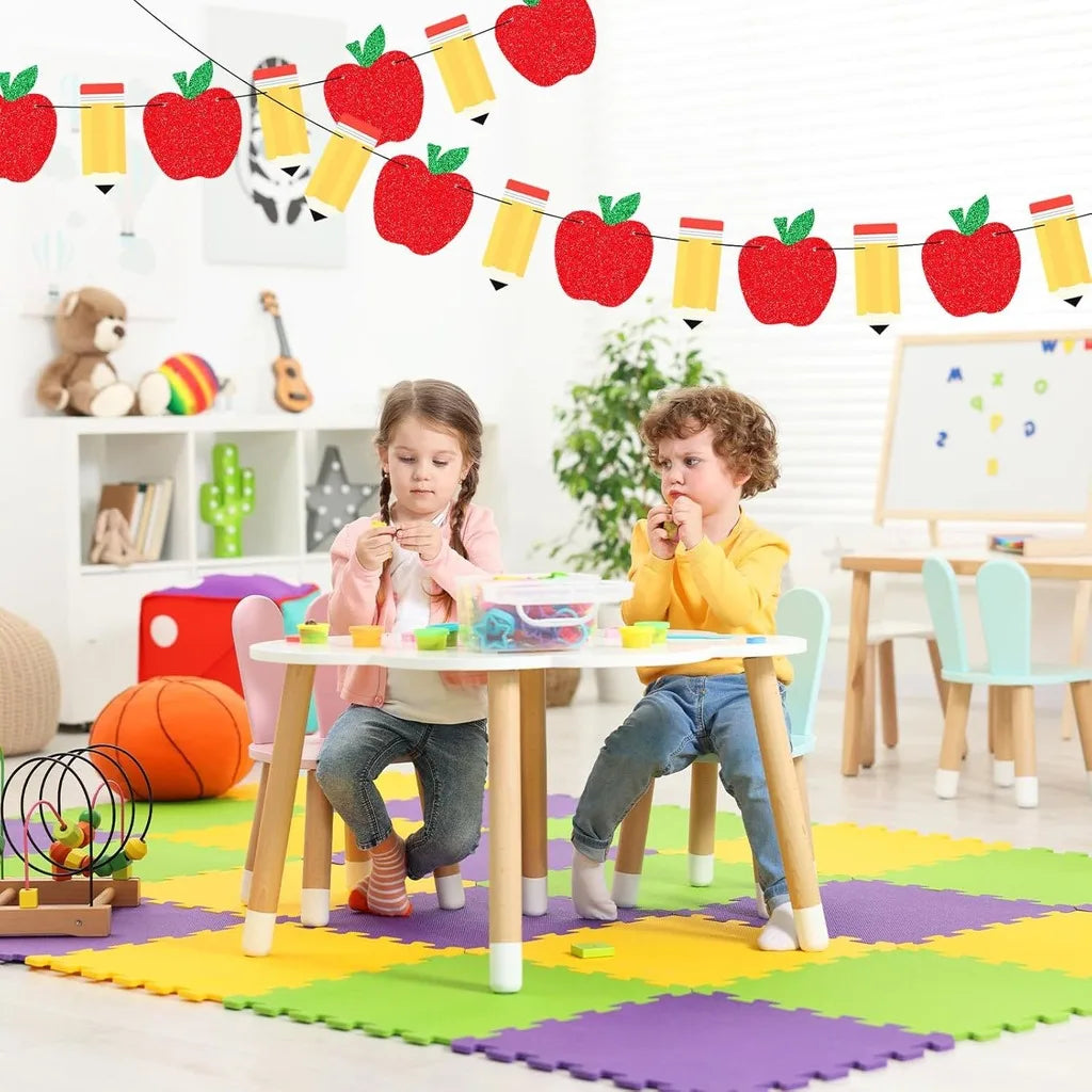 Glitter Apple & Pencil Banner | Back to School Garland Decor