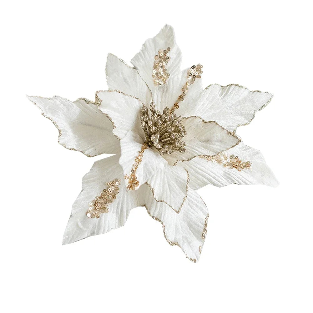 Christmas Tree Holiday Parties Artificial Christmas Flowers Flannel Christmas Flowers High Quality Material Layered Spiky Petals Oasis Select white China Mainland