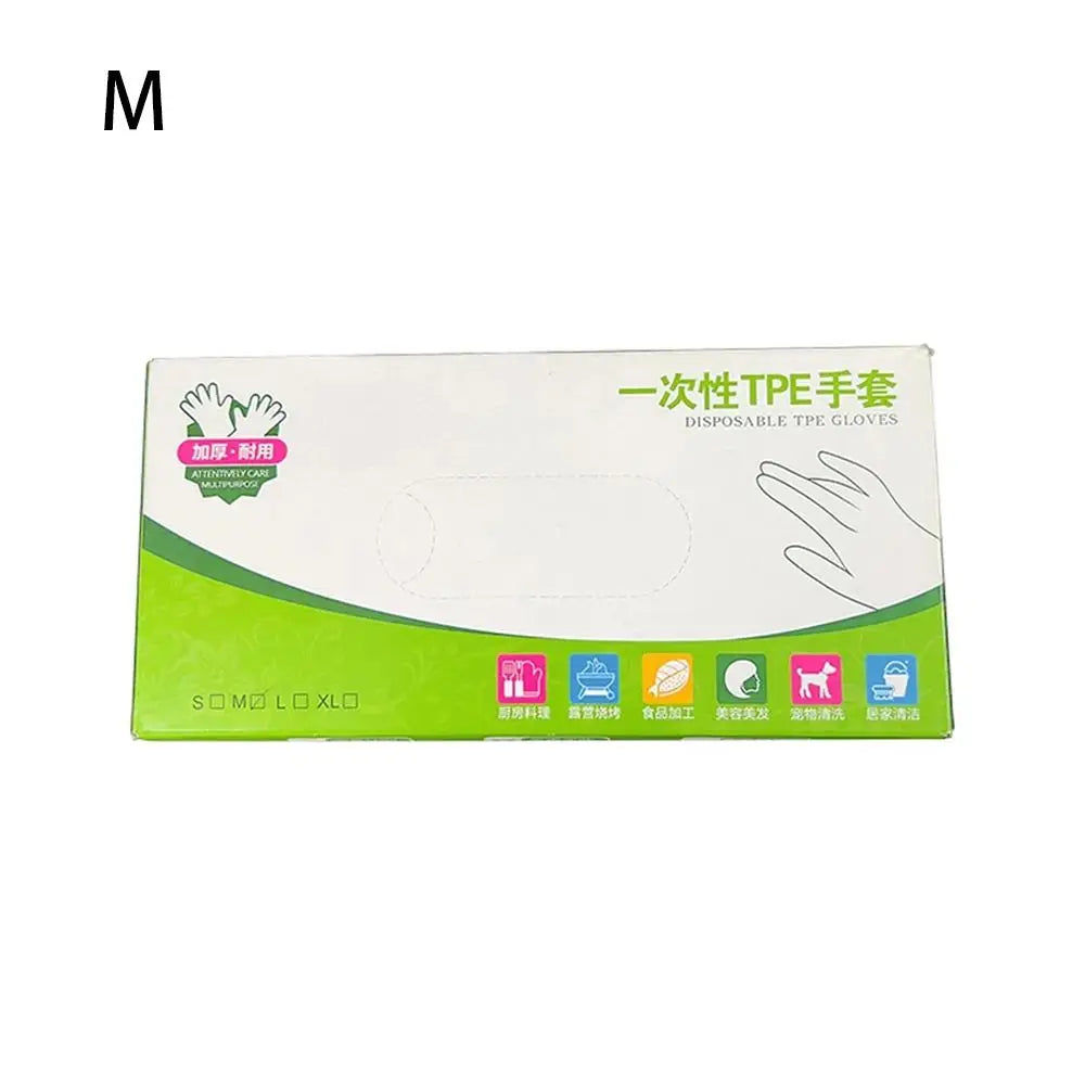 100Pcs Food Grade TPE Disposable Gloves Household Acid Work Safety Cleaning Gloves Transparent Non-Slip Latex Free Gloves Oasis Select Medium