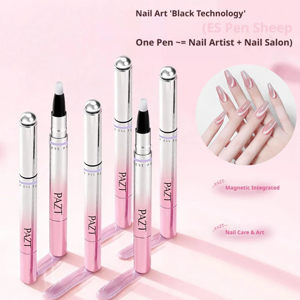Professional Cat Eye Gel Nail Art Pen with Tiny Magnetic Beads, Nude Color Cat Eye Effect Design, for Beginners Daily DIY Tools Oasis Select