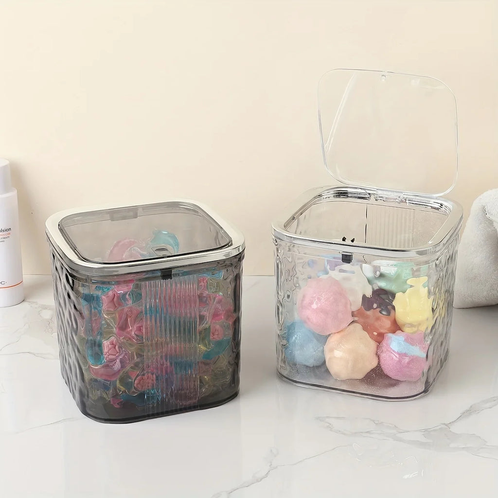 Multi-Functional Laundry Capsule Organizer with Spoon - Durable Plastic Storage Container for Laundry Capsules, Laundry Detergen Oasis Select