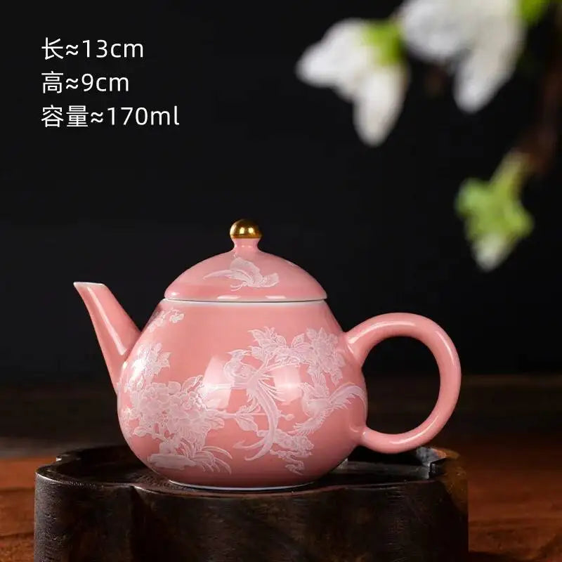 120ml Ceramic Small Mini Tea Cup Three Talents Tea Bowl Household Teacup Oasis Select to the Tea Pot Pink