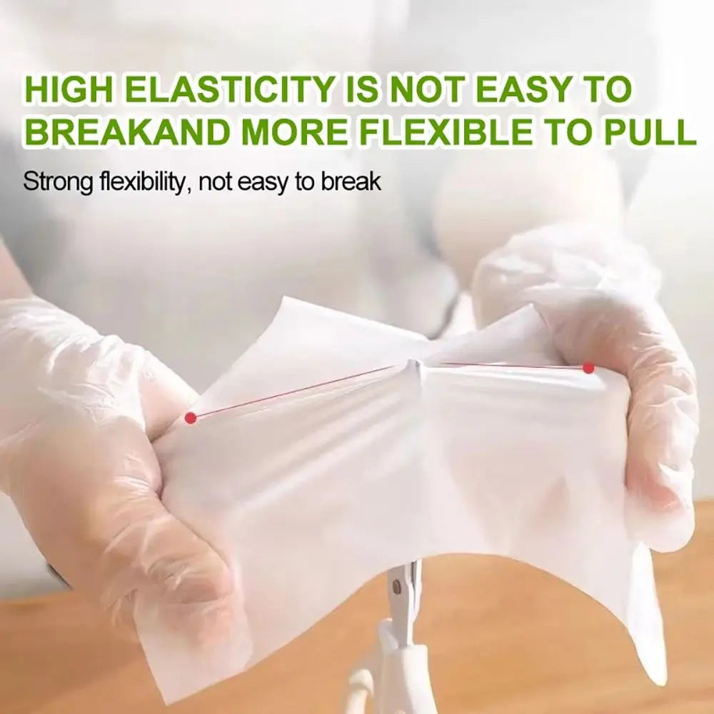100Pcs Food Grade TPE Disposable Gloves Household Acid Work Safety Cleaning Gloves Transparent Non-Slip Latex Free Gloves Oasis Select
