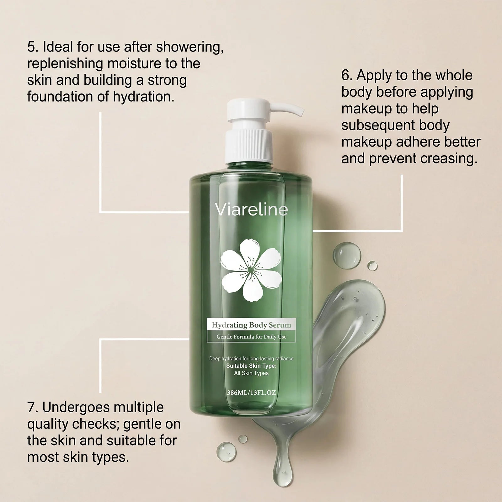 Hydrating Body Essence Serum Aloe Ceramide Hydrating Locking Moisture Silky Smooth Texture Fast Absorbing Skincare Serum Oasis Select