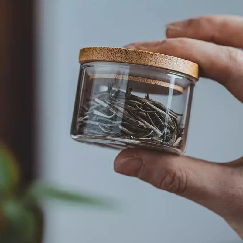 Portable Travel Tea Jar Mini Glass Small Sealed Jar Business Travel Dispenser Bottle Small Tea Storage Jar Oasis Select