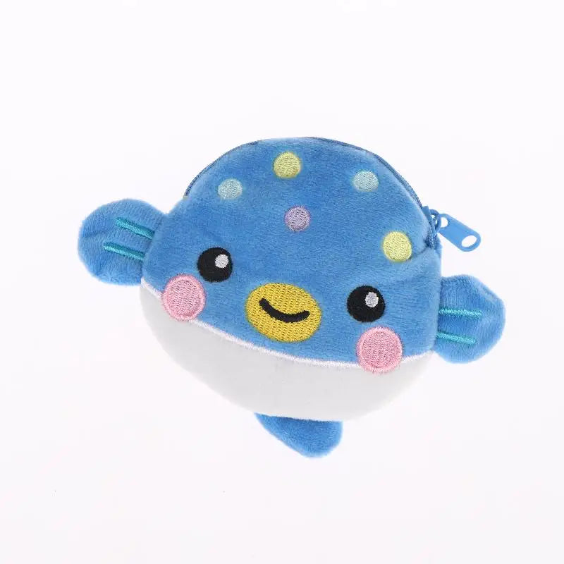 Cute Pufferfish Plush Mini Coin Purse – Zipper Pouch Wallet Novelty Coin Purse Oasis Select A1