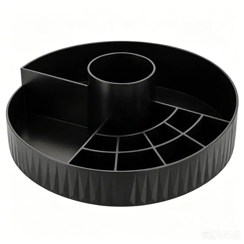 Large Capacity Rotating Makeup Organizer Multi-compartment Cosmetic Storage Box for Bathroom Home Vanity Oasis Select Black