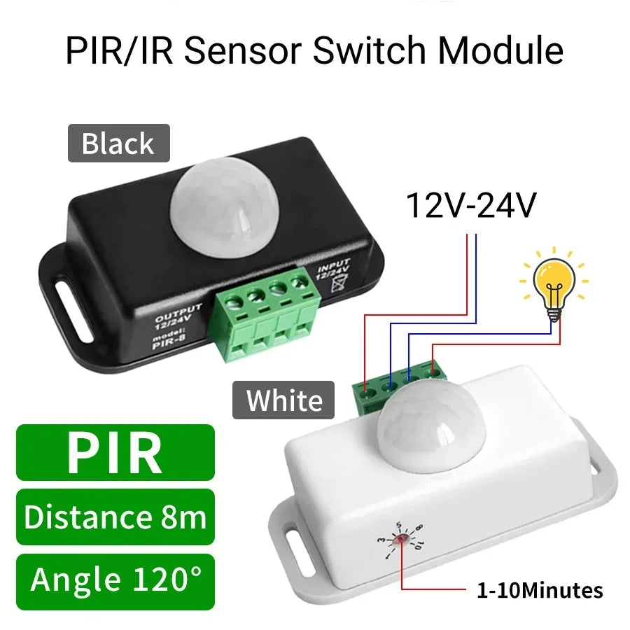 DC 12V-24V PIR Motion Sensor Switch for LED Strip Lights PIR Motion Sensor Switch Oasis Select