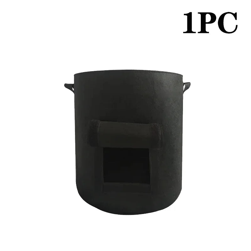 5/10Gallon Felt Plant Grow Bags Nonwoven Fabric Garden Potato Pot Greenhouse Vegetable Growing Bags Moisturizing Vertical Tools Oasis Select Black-1PC L-38L
