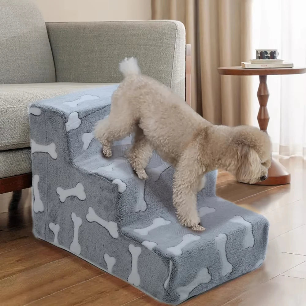 Ladder Dogs Pets Bone Shape Puppy Stairs Beside The Sofa Bed Ramp for Dogs Protecting Pet Joint Safety Stairs for Elderly Dogs Oasis Select