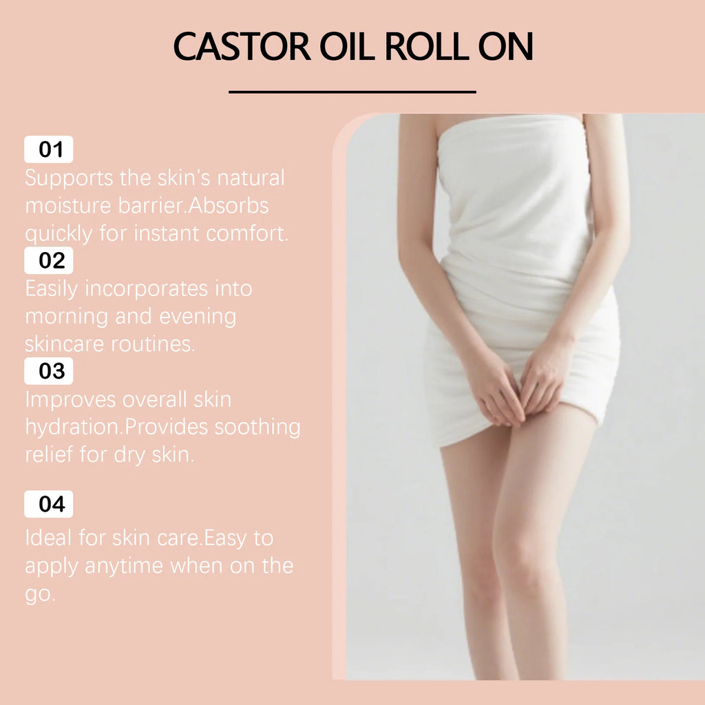 Natural Castor Oil Roll-On for Hair & Skin Care, 360° Massage Roller Deep Hydration Anti-Frizz Scalp Treatment Body Moisturizer Oasis Select