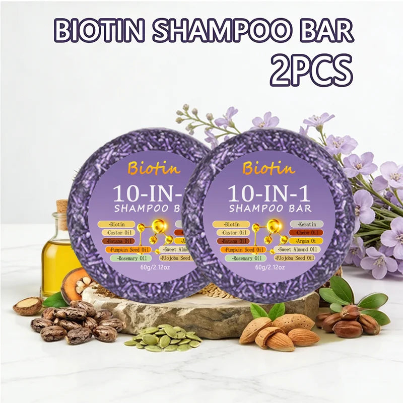 2PCS10-in-1 biotin shampoo soap, rich in biotin and keratin extract, deeply cleanses hair Oasis Select