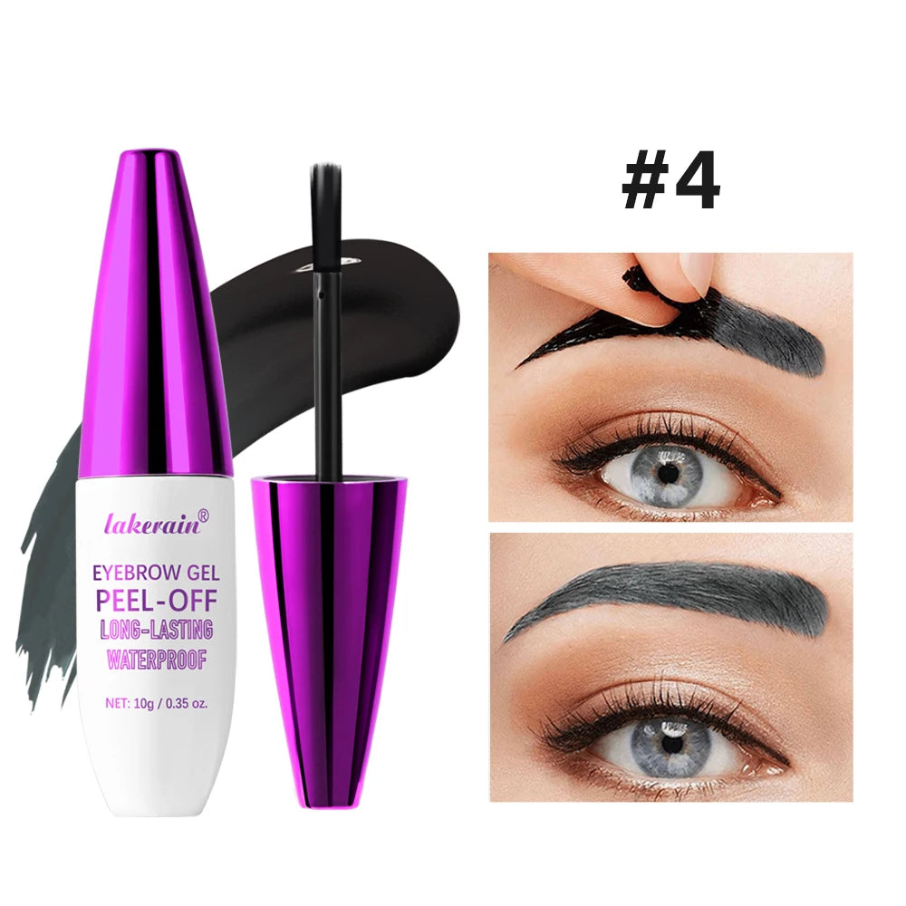 Easy Peel-Off Eyebrow Gel-Waterproof &Sweatproof, Long-Lasting Black or Brown TattooTint, Film Forming, Medium Coverage for All Oasis Select 4GRAY BROWN