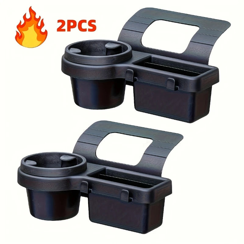 2-in-1 Car Door Cup Holder & Storage Box, Universal Clip-On Drink Holder for Water Bottle, Coffee Cup, No Drilling Oasis Select black