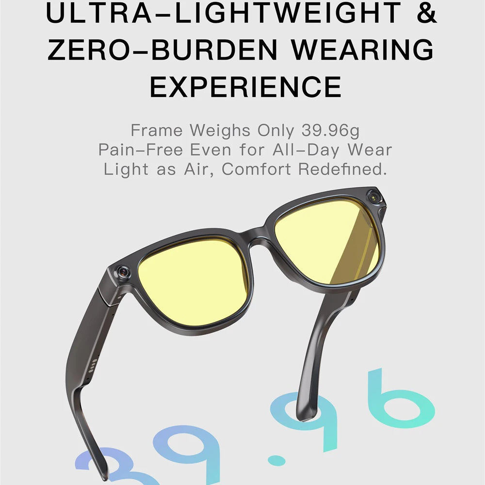 Smart Glasses Men Women HD Camera Simultaneous Translation AI Object Recognition Blue Light Protection Touch Control Play Music Oasis Select